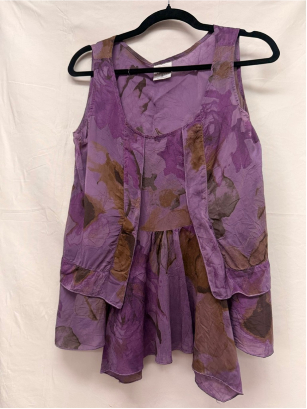 Women's CLICK Purple & Brown Floral Tunic Top, Size S